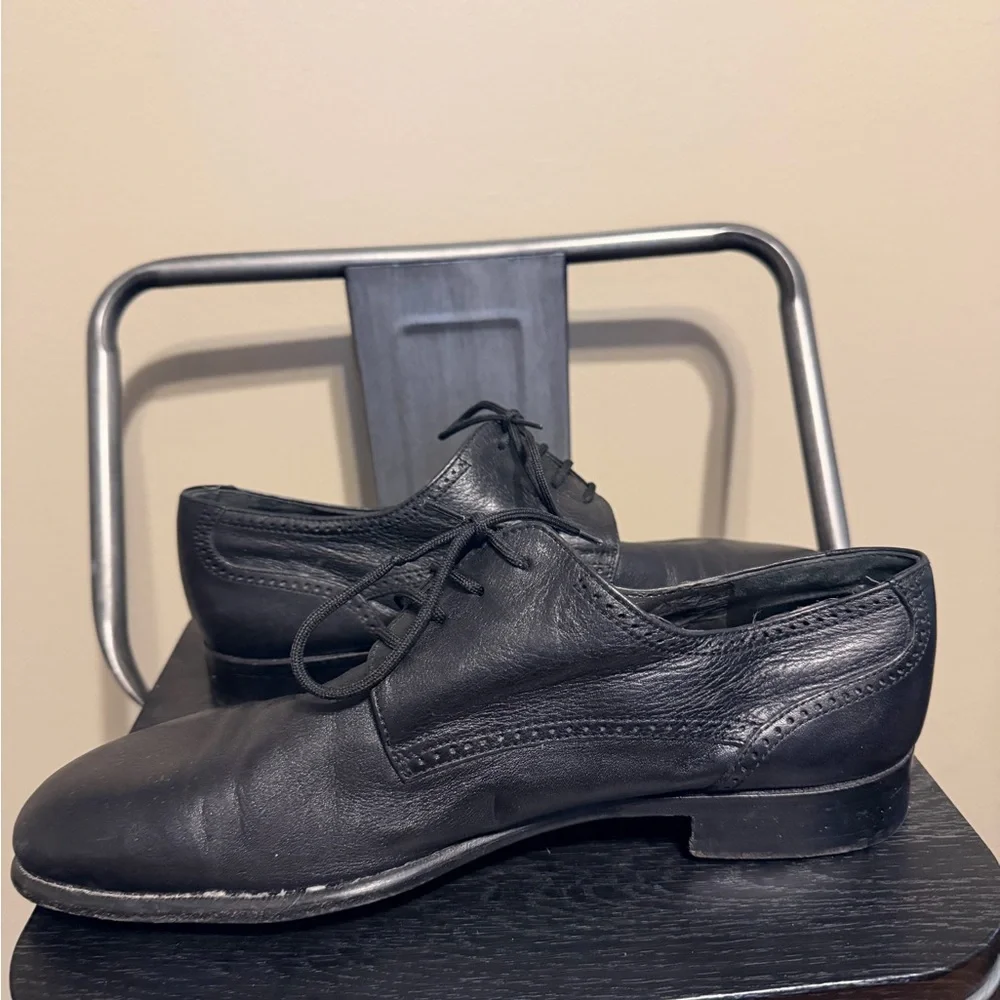 Alfeo Pisani Venezia Black Italian Leather Oxford Dress Shoes 9.5
